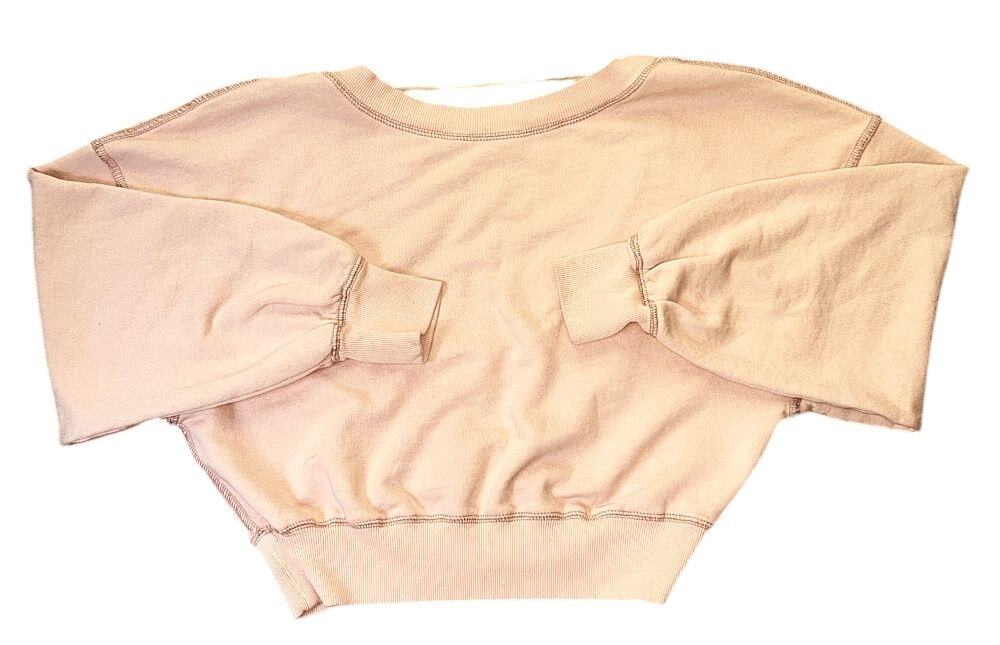 NWT Free People Take Me Back Cropped Open Back Pink Pullover Sweatshirt Small